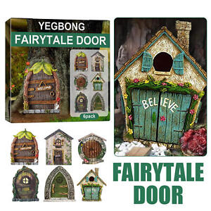 6PCS Miniature Fairy Door Garden Gnome Yard Art Sculpture Home Decoration New