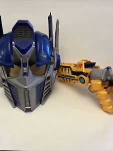 Transformers Optimus Prime Mask Hasbro & Bumblebee Ion Blaster Weapon Tested