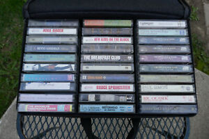 Lot of 30 VTG Audio Music Cassette Tapes Rock Pop Jazz 80s 90s + Soft Carry Case