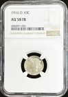 1916 D SILVER UNITED STATES MERCURY DIME 10C KEY DATE COIN NGC ABOUT UNC 58 FB