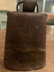 Vintage Cowbell Cow Bell Original Clapper Medium Rusty Primitive Belt