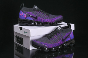 DS Nike Air VaporMax Flyknit 2 Men's black purple air cushion shoes brand new