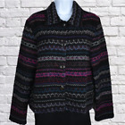 Vintage black & purple button up cardigan sweater by First Option sz medium