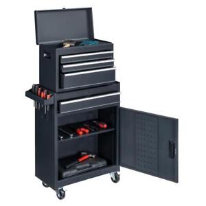 Rolling Tool Chest Tool Organizer Box with Lockable Wheels & Adjustable Shelf