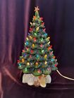 New ListingVTG Ceramic Christmas LIGHTED Tree NATIVITY Scene on Base -  MCM 14 Inches Tall