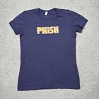 Phish Shirt Womens Large Short Sleeve Fitted Tee Blue MGM Garden Arena Las Vegas