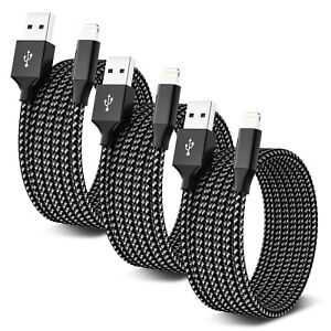 USB Fast Charger Cable For iPad iPhone  X 11 12 13 14 15 Safety 3-PACK 3 FT