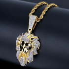 Men’s Hip Hop Fashion Jewelry Gold Iced Lion Pendant Necklace Chain 494