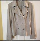 Cabi Gray Cotton Blend Sweatshirt Double Breasted Long Sleeve Jacket Size Small