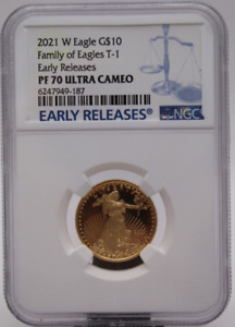 2021 W Gold Eagle 1/4Oz Family Of Eagles T-1 NGC  PF70  (033PID)
