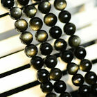 Natural 8mm Natural Gold Obsidian Round Gemstone Loose Beads 15