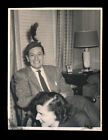New Listingc1950 Snapshot Grinning Man Wearing Woman's Feathered Hat