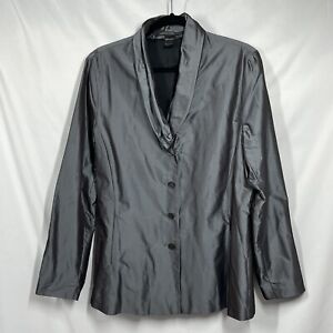Elemente Clemente Womens 3 L Slate Gray Iridescent Purple Lagenlook Jacket