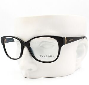 Bvlgari 4077 501 Eyeglasses Glasses Polished Black with Gold Logo 54-16-140