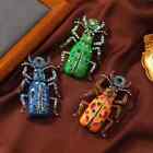 Vintage Enamel Scarab Brooch Men Fashion Insect Corsage Cute Big Rhinestone Pin