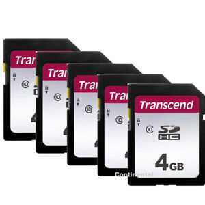 5 Pcs Transcend 4GB Secure Digital SD SDHC Memory Card, TS4GSDHC10