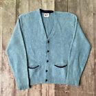 Vintage 1960s Mohair Wool Fuzzy Knit Cardigan Sweater Grunge Large