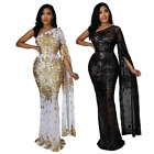 Fashion Party Evening Dress Gown Women's One-shoulder Sequins Mermaid Long Dress