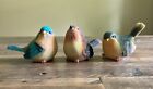 set of 3 decorative resin birds multicolor