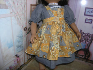 Gray Dress Heart Gold Print Apron 2 piece Dress 23