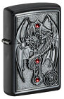 Zippo Anne Stokes Gothic Guardian Emblem Black Matte Windproof Lighter, 49755
