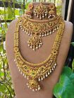 South Indian Bollywood Bridal Choker Necklace Wedding Gold Plated Jewelry Set
