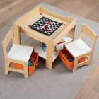 Kids Activity Table and 2 Chairs Set 3 Piece Toddler Wooden Storage Playrooms US
