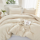 Full Size Comforter Sets Beige, 3 Pieces Boho Lightweight Bedding Comforter Sets