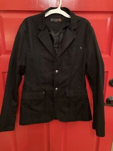 VERY RARE Vintage Y2K G by Guess Blazer Small Stripe Black /Graphic On Back