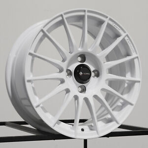 15x7 Vors LT15 4x100 40 White Wheels Rims Set(4) 73.1