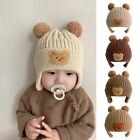 Winter Baby Beanie Cap Cartoon Bear Ear Protection Knitted Hat for Toddler Boys