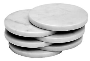 CraftsOfEgypt Set of 6 - White Marble Stone Coasters Polished Coasters – 3.5 ...