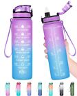 Sports Motivational Drinking Water Bottle Time Marker 32 Oz BPA Free