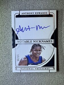 2021 National Treasures Notable Nicknames Anthony Edwards Inscribed AUTO /25 Nt