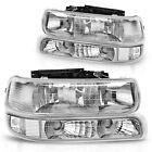 Chrome Headlights + Bumper Lamps For 99-02 Chevy Silverado 00-06 Suburban Tahoe (For: 2002 Chevrolet Tahoe)
