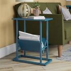 2in1 Narrow Sofa Side Table Slim End Table Bedside Table w/Magazine Holder,Blue