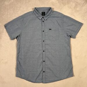 RVCA Shirt Mens 2XL Blue Slim Fit Short Sleeve Casual Button Up Geometric Casual