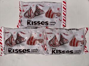 3 Hershey's Kisses Candy Cane 9 oz. Striped Mint Candy w/ Candy Bits BB 9/2024
