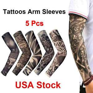 Fake Temporary Tattoo Sleeves Arm Stockings Tatoo Cool Women Men Unisex 5 Pcs US