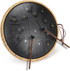 Steel Tongue Drum-  14 Inch 15 Note Tongue Drum Instrument-Steel Drums for Adult