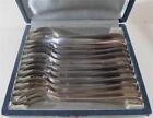 Ercuis French Set of 12 Silver Plate Oyster Forks in Case with Ercuis Hallmarks