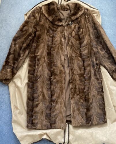 Real Mink Fur  Coat + Hat UK XS 6 8 BN Pelz НОРКА