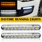 2Pcs White Amber LED Running Daytime Driving DRL Signal Light Strip Fog Lamp 12V (For: Ford Transit Custom)