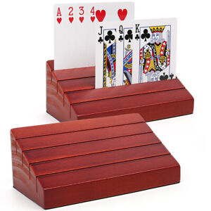Playing Card Holder Rack Wooden Hands Free Cards Holders for Canasta