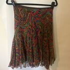 diane von furstenberg Silk Print Skirt Size 2 Elastic Waist Ruffle Knee Length