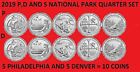 2019 America the Beautiful Quarter P & D 10 Coin Set UNC *ON HAND*