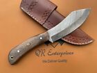 Damascus Fixed-Blade Nessmuk Bushcraft Knife, Camping, Hunting, Outdoor Knife