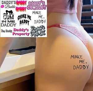 Set 9 Design Daddy Cum Slut Temporary Tattoo Hotwife Tattoo Adult Sexy Women Men