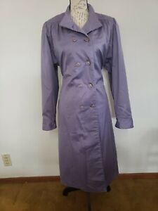Women's Purple Double Lined Trench Coat Romania Cotton Polyester Sz 12