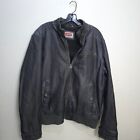 Levis Faux Leather Jacket Mens Large Brown Bomber Sherpa Fleece Lined Pockets L
